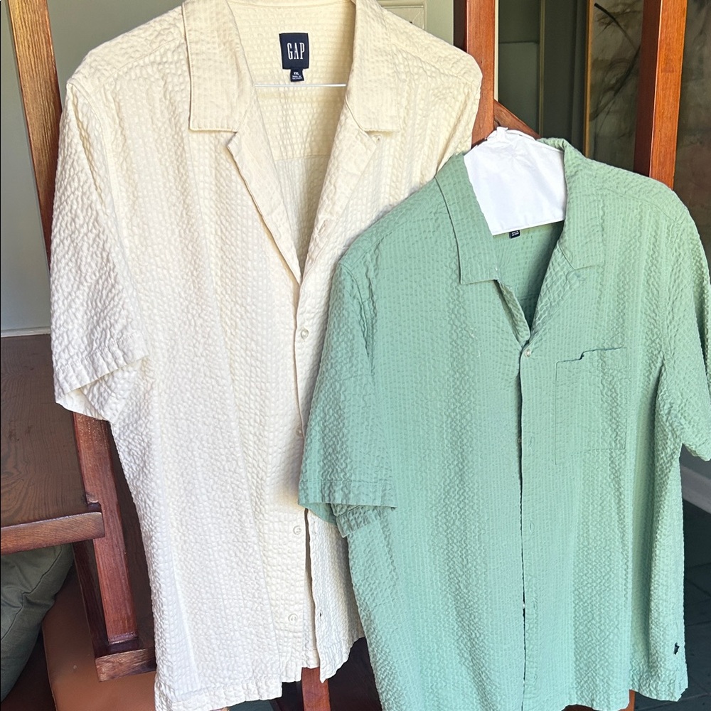 GAP Casual Button Down Shirts in Cream and Green